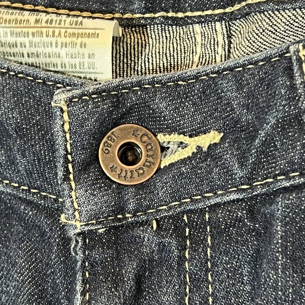 Carhartt Women’s Blue Jeans 8x34 Straight Fit Zipper Pockets Mid Rise - Picture 11 of 13